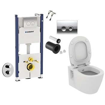Toaleta cu bideu termostatat Ideal Standard Connect, Geberit, Paffoni, capacitate 9 L, crom lucios Toaleta cu bideu termostatat Ideal Standard Connect, Geberit, Paffoni, capacitate 9 L, crom lucios