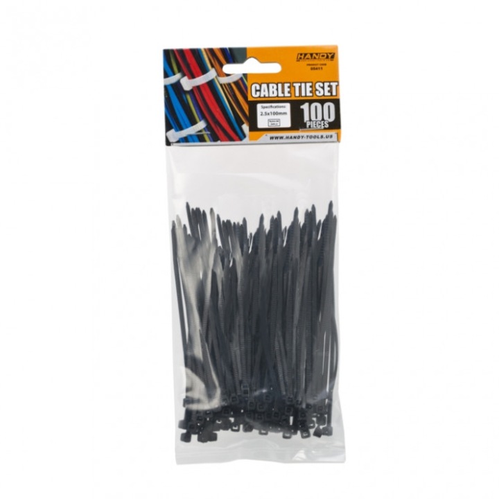 Фасети 100x2.5mm, 100 части, Материал Nylon 66, Цвят черен