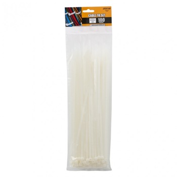 Fasete, Marime 300 x 4,6mm, 100 bucati, Material Nylon 66, Culoare alb Fasete, Marime 300 x 4,6mm, 100 bucati, Material Nylon 66, Culoare alb