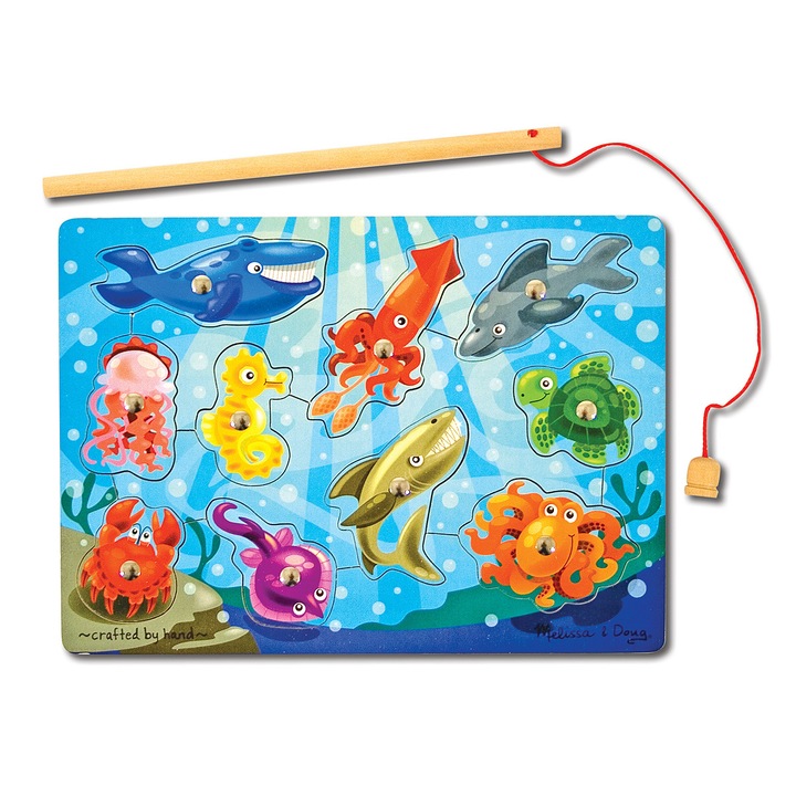 Jucarie de pescuit magnetica, Melissa & Doug, 10 pesti colorati