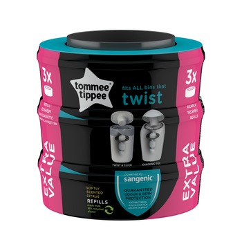 Set 3 rezerve pentru cos scutece Tommee Tippee Sangenic Twist and Click, Reciclabile Set 3 rezerve pentru cos scutece Tommee Tippee Sangenic Twist and Click, Reciclabile