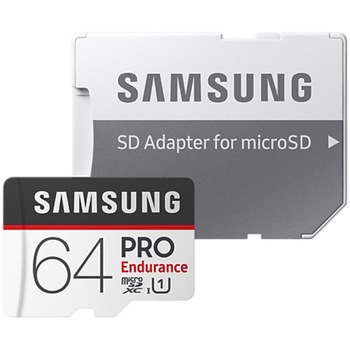 Card de memorie Samsung MicroSD PRO Endurance, 64GB, (U1) , Clasa 10, SD adapter Card de memorie Samsung MicroSD PRO Endurance, 64GB, (U1) , Clasa 10, SD adapter