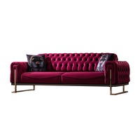 Canapea fixa ROLEX MobAmbient, Rosie, material textil, tip Chesterfield, saltea relaxa, 2 perne incluse,225 x 95 cm