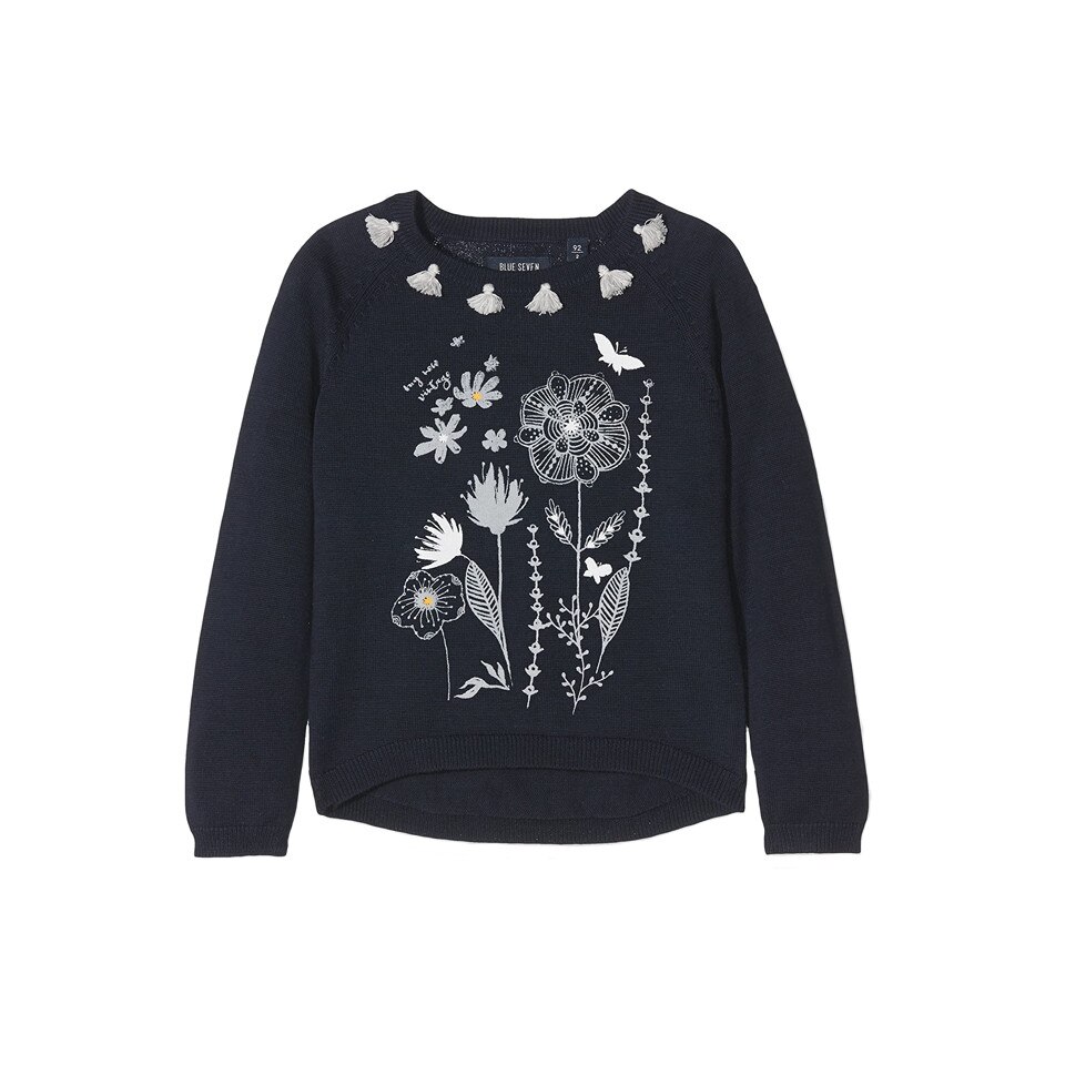 Bluza bumbac Blue Seven fete, albastru, marimea 104 cm, 4 ani