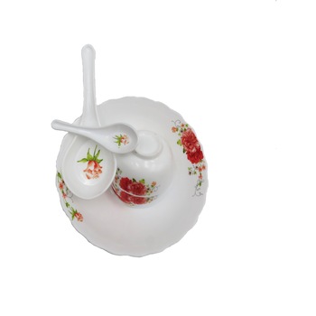 Set 14 piese-1bol 23cm,6 boluri 12cm,1lungura 22cm,6 linguri 14cm , model floral Set 14 piese-1bol 23cm,6 boluri 12cm,1lungura 22cm,6 linguri 14cm , model floral