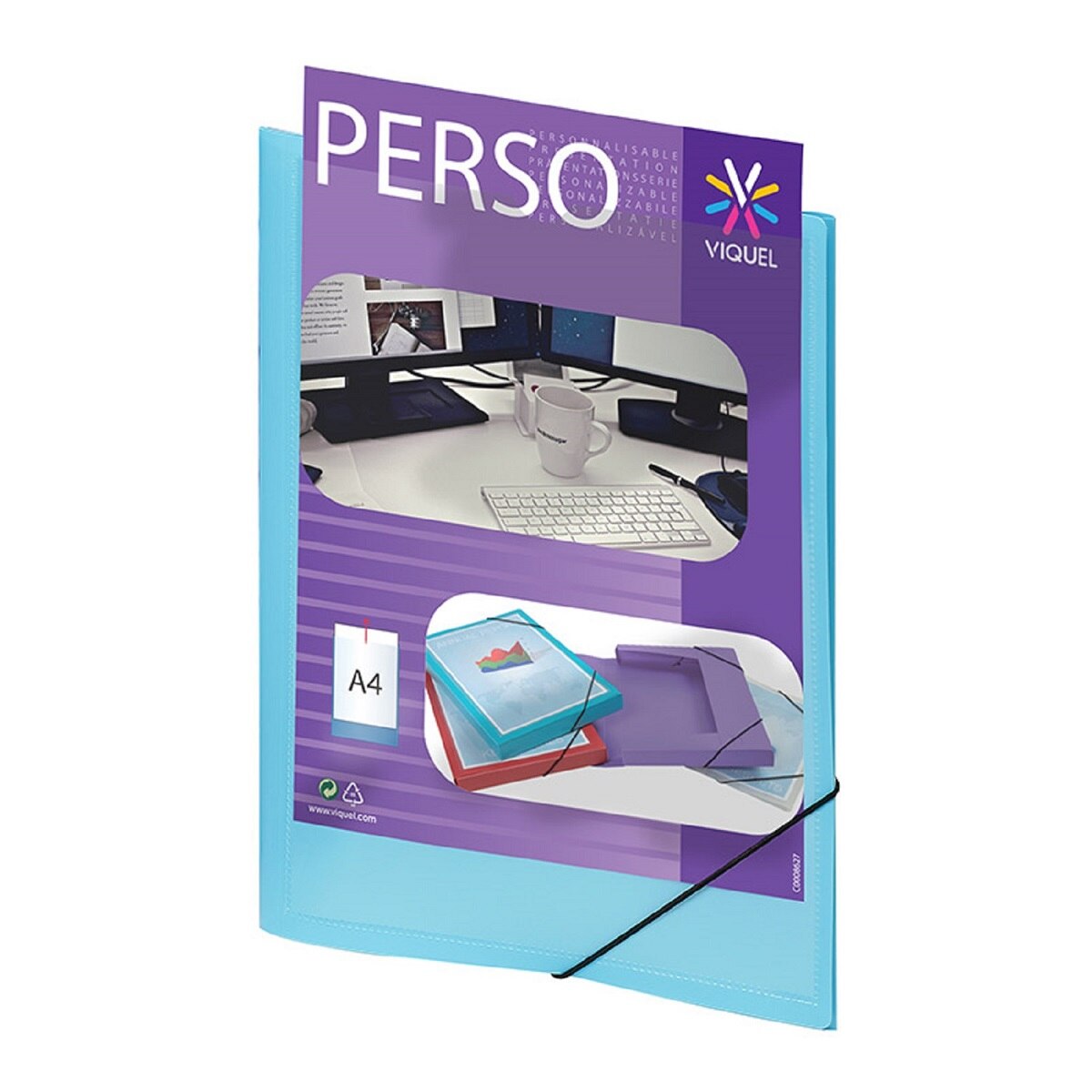 Mapa cu coperta personalizabila, Viquel 013687, A4, albastru deschis