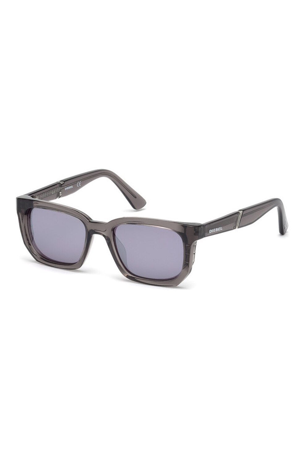 Diesel, Ochelari de soare unisex patrati cu detaliu logo, Gri, 47-17-140 Standard