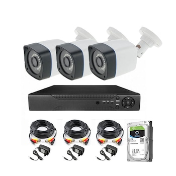 Kit supraveghere video 3 camere exterior FullHD 5 Megapixeli -20m Night Vision HDD inclus - vizionare live telefon mobil + DVR Kit supraveghere video 3 camere exterior FullHD 5 Megapixeli -20m Night Vision HDD inclus - vizionare live telefon mobil + DVR