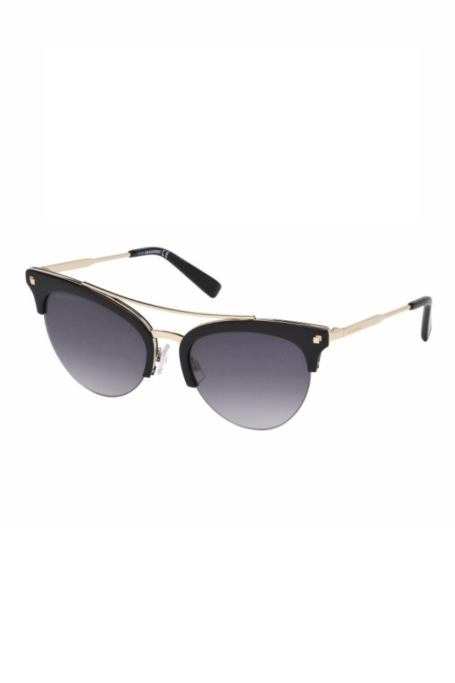 Ochelari de soare pentru femei, Dsquared2, Cat Eye, auriu/negru