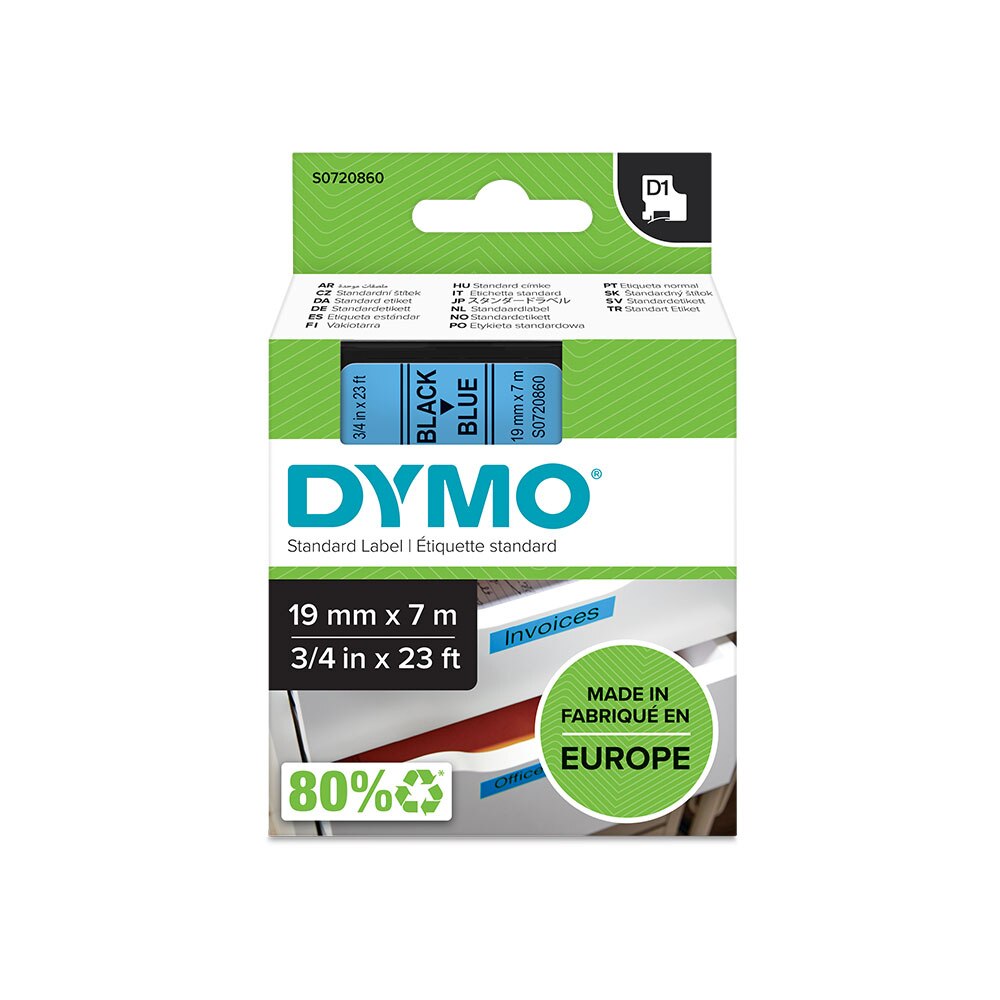 DYMO Schriftband D1 S0720820, 19 mm, schwarz auf transparent, 1 St DYMO Schriftband D1 S0720820, 19 mm, schwarz auf transparent, 1 St