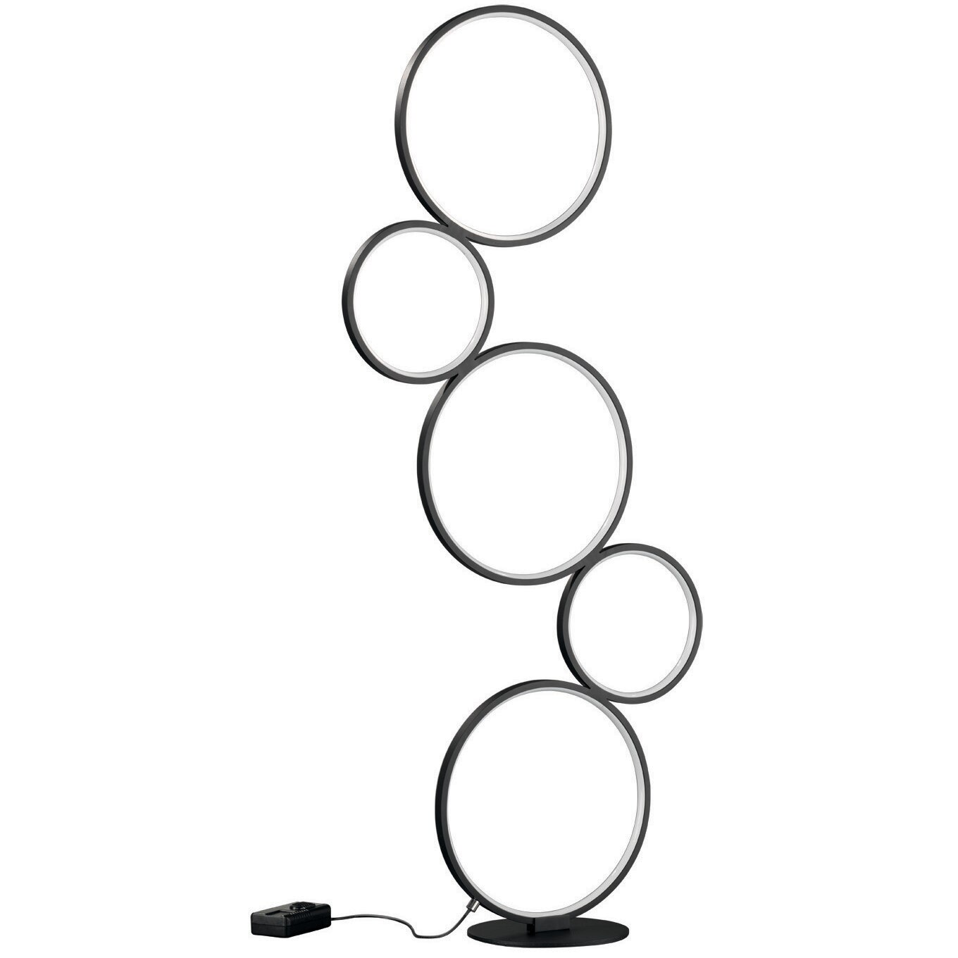 Lampadar LED integrat Trio Rondo, cu dimmer integrat, 36W, 3200 lm, 3000K, IP20, Negru mat