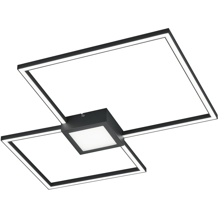 Lustra LED integrat Trio Hydra Square, tip plafoniera, cu intrerupator dimmer, 28W, 2600 lm, 3000K, IP20, metal, Antracit