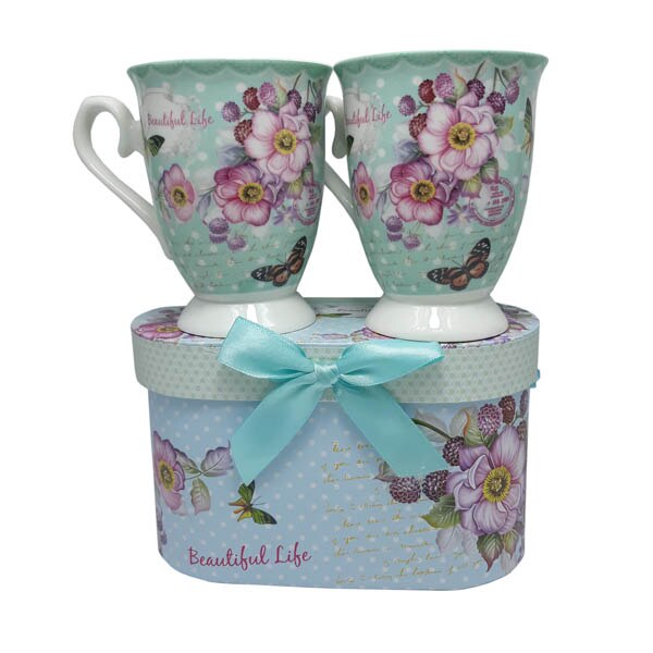 Set 2 cani cu cutie cadou Rosette, Charisma, Portelan, 200 ml