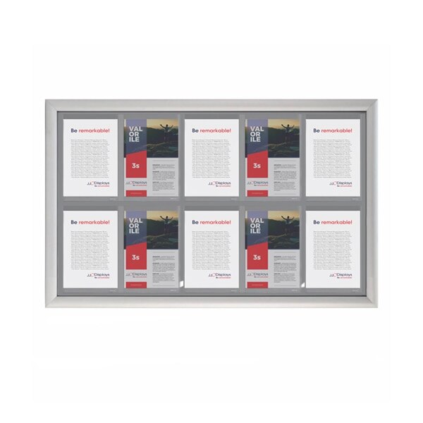 Avizier NANO JJ DISPLAYS 10 x A4, cu rama click din aluminiu, 1150x740 mm(cote exterioare)