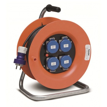 Derulator industrial Famatel 4 prize schuko 50m HO7RN-F 3X1,5mmp cu stecher schuko 16A, 230V IP67 Derulator industrial Famatel 4 prize schuko 50m HO7RN-F 3X1,5mmp cu stecher schuko 16A, 230V IP67