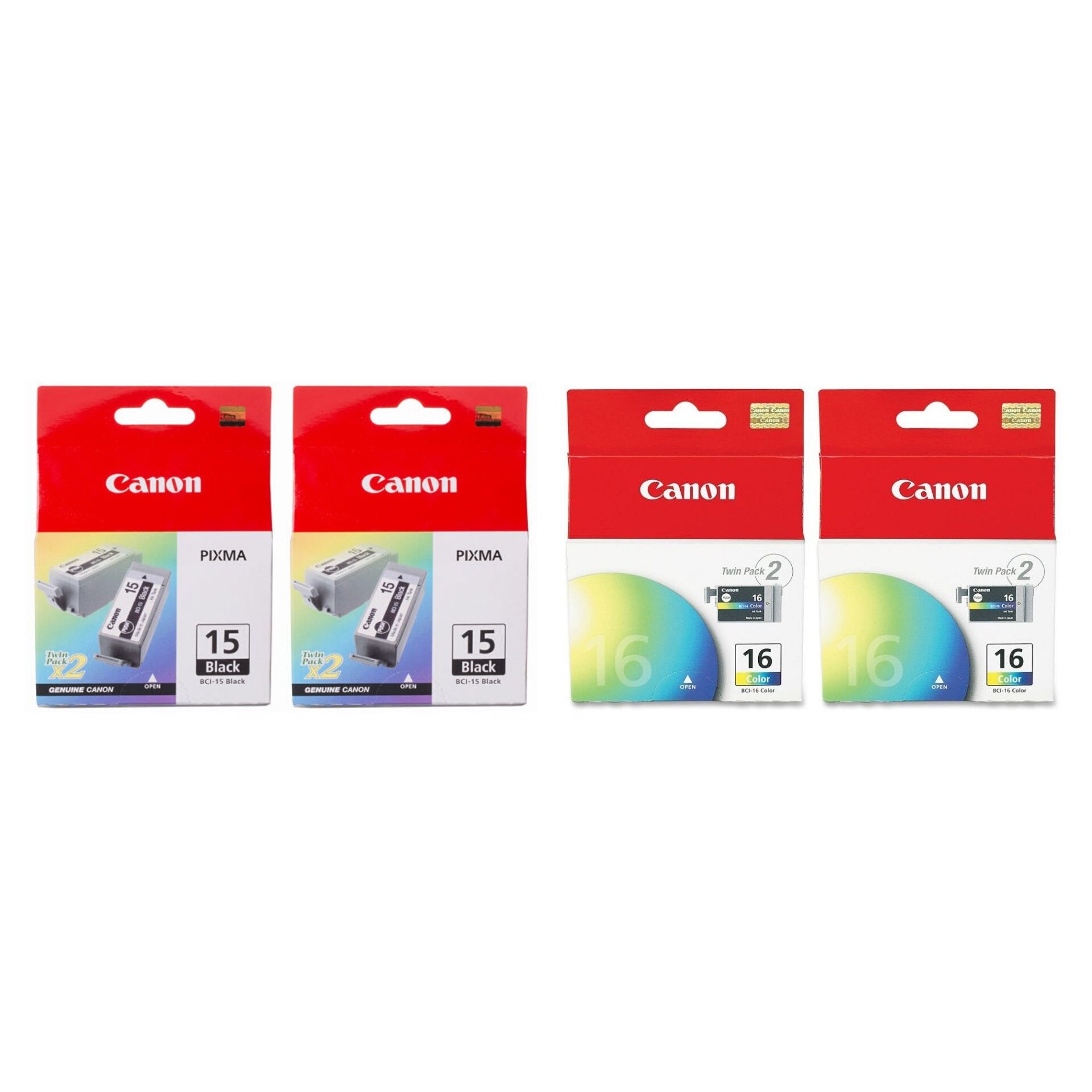 Pachet cartuse cerneala BCI-15B negru x2 BCI-16 color x2 Canon original 460 pagini