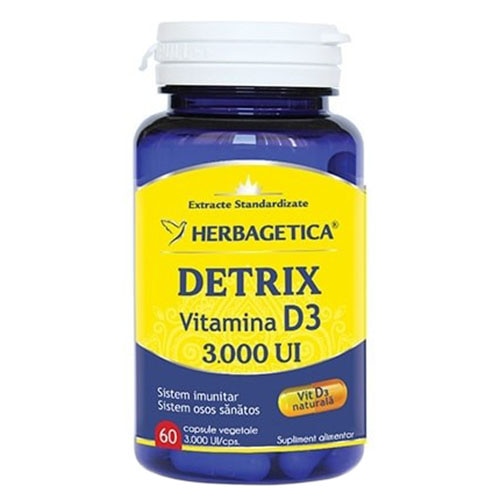 Supliment Alimentar Detrix Vitamina D3 3.000 UI Herbagetica, 60 capsule