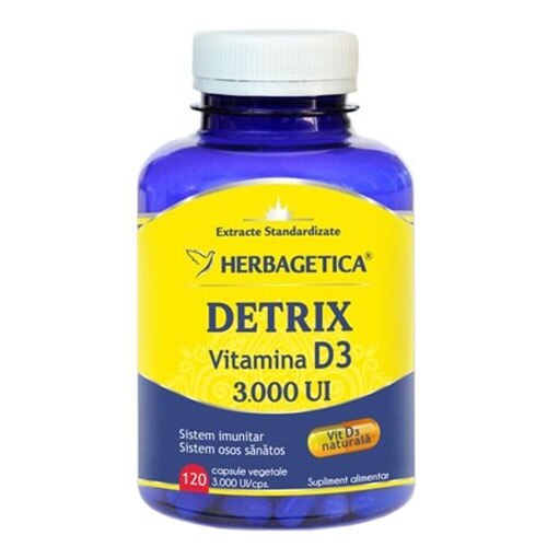 Supliment Alimentar Detrix Vitamina D3 3.000 UI Herbagetica, 120 capsule