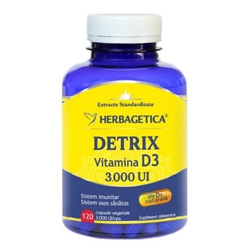Supliment Alimentar Detrix Vitamina D3 3.000 UI Herbagetica, 120 capsule Supliment Alimentar Detrix Vitamina D3 3.000 UI Herbagetica, 120 capsule