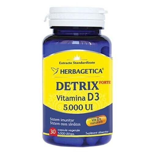 Supliment Alimentar Detrix Forte Vitamina D3 5.000 UI Herbagetica, 30 capsule
