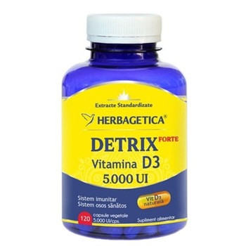 Supliment Alimentar Detrix Forte Vitamina D3 5.000 UI Herbagetica, 120 capsule Supliment Alimentar Detrix Forte Vitamina D3 5.000 UI Herbagetica, 120 capsule