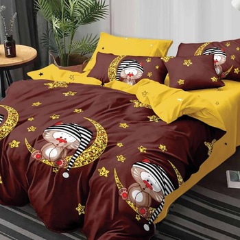 Set Lenjerie de Pat din Finet Satinat cu 2 Fete, 6 Piese, Pat 2 Persoane, Pisici pe Luna Set Lenjerie de Pat din Finet Satinat cu 2 Fete, 6 Piese, Pat 2 Persoane, Pisici pe Luna