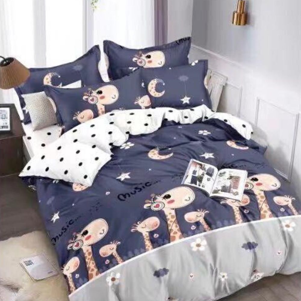 Lenjerie Finet Satinat - 6 Piese - Pat 2 Persoane - Giraffes