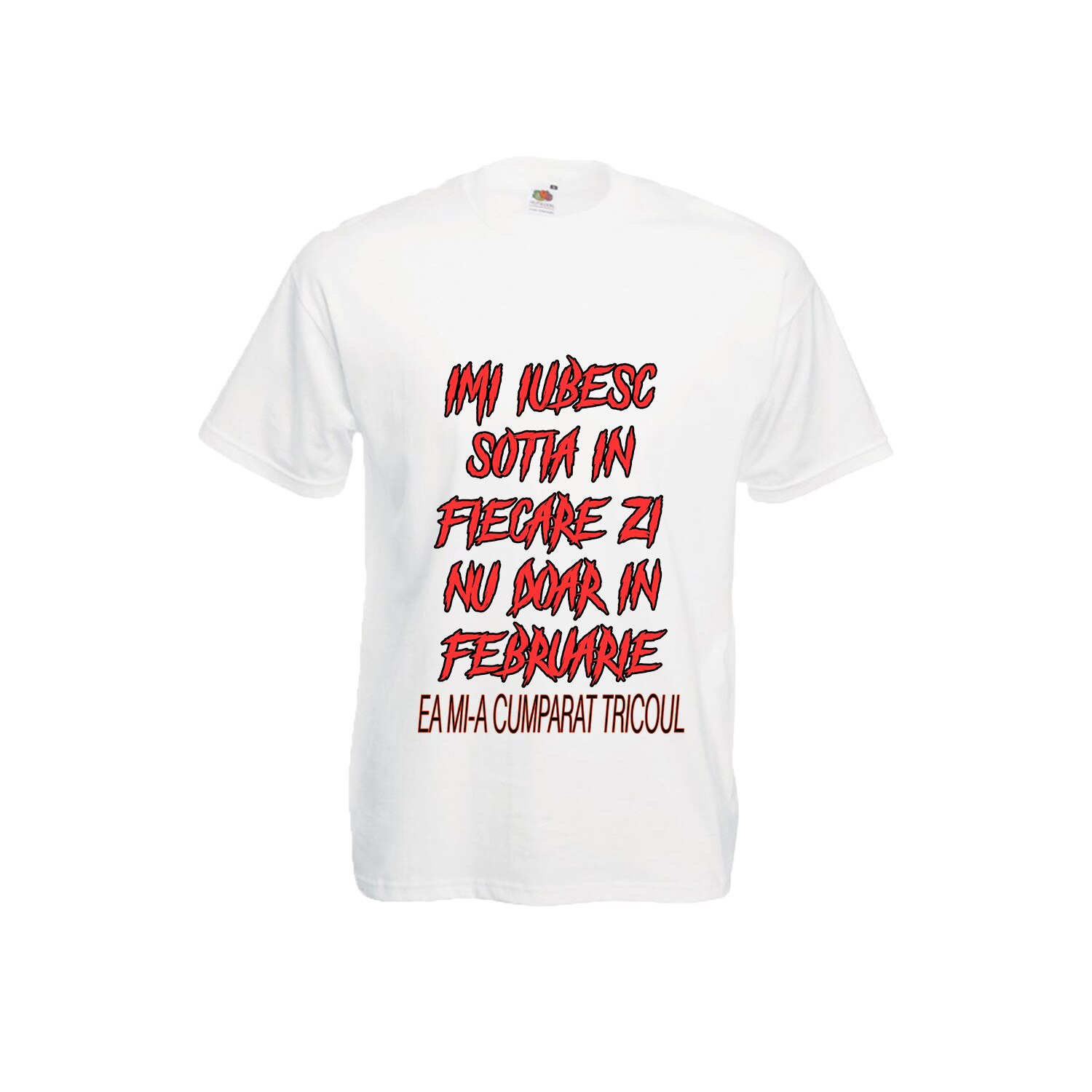 Tricou barbatesc personalizat Fruit of the loom, alb, imi iubesc sotia oricand 2XL