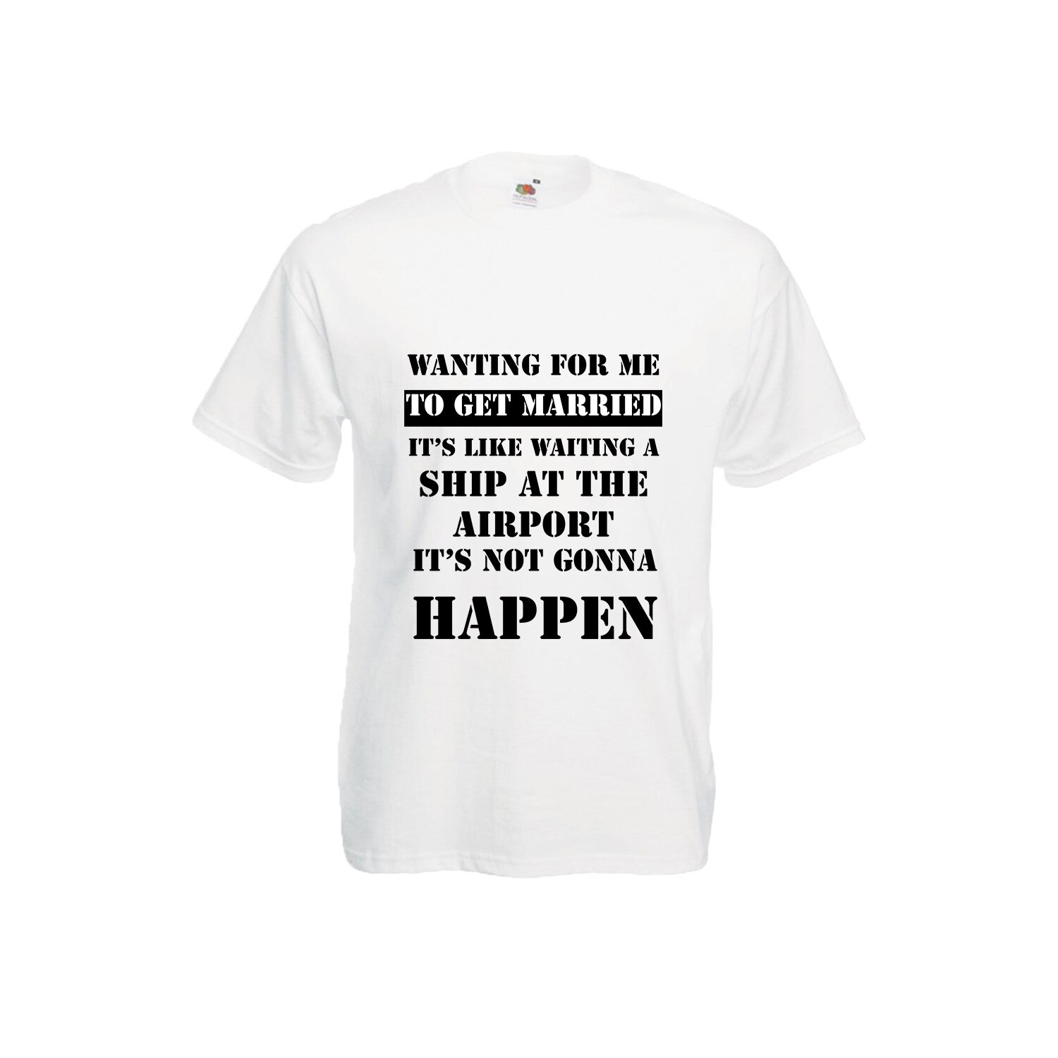 Tricou barbatesc personalizat Fruit of the loom, alb, never get married M