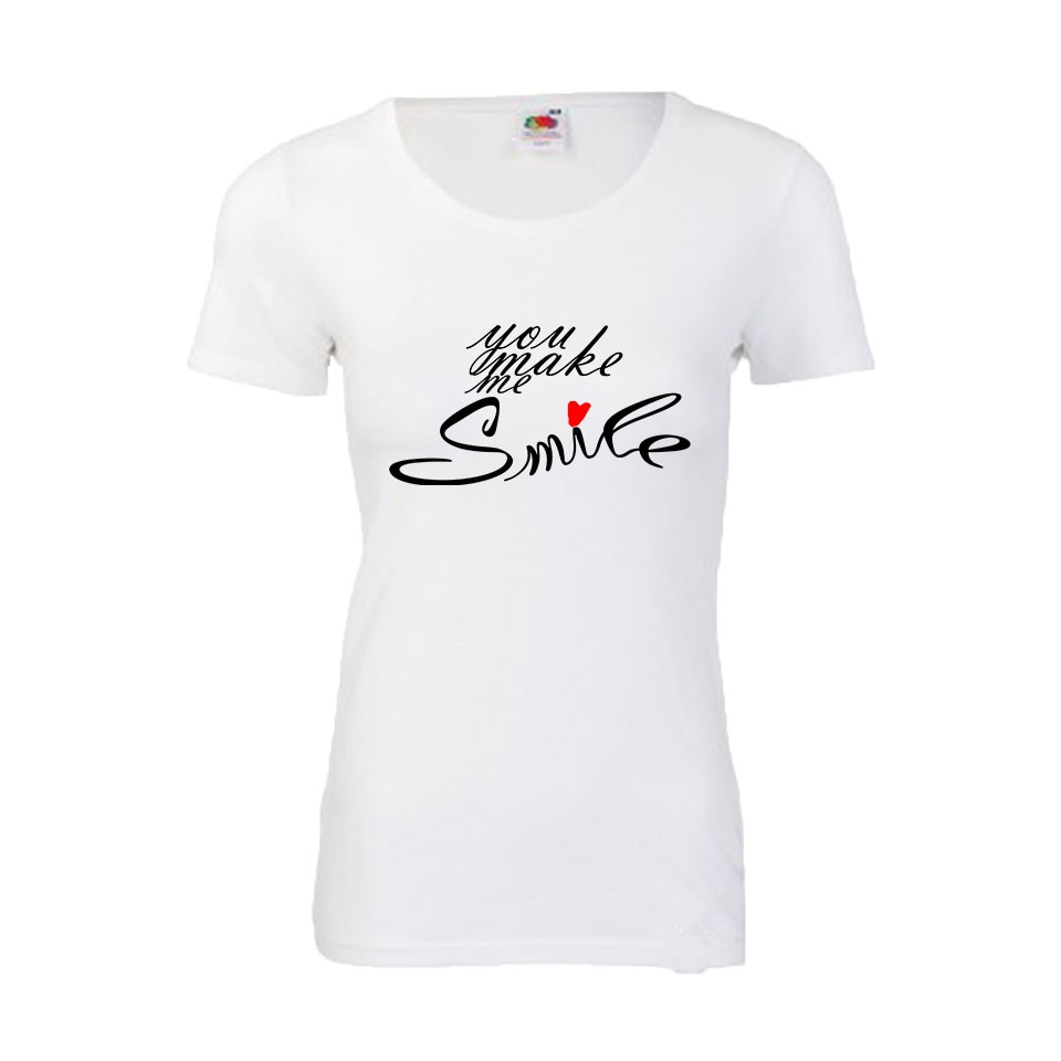 Tricou dama personalizat Fruit of the loom, alb, Face of angel 2XL