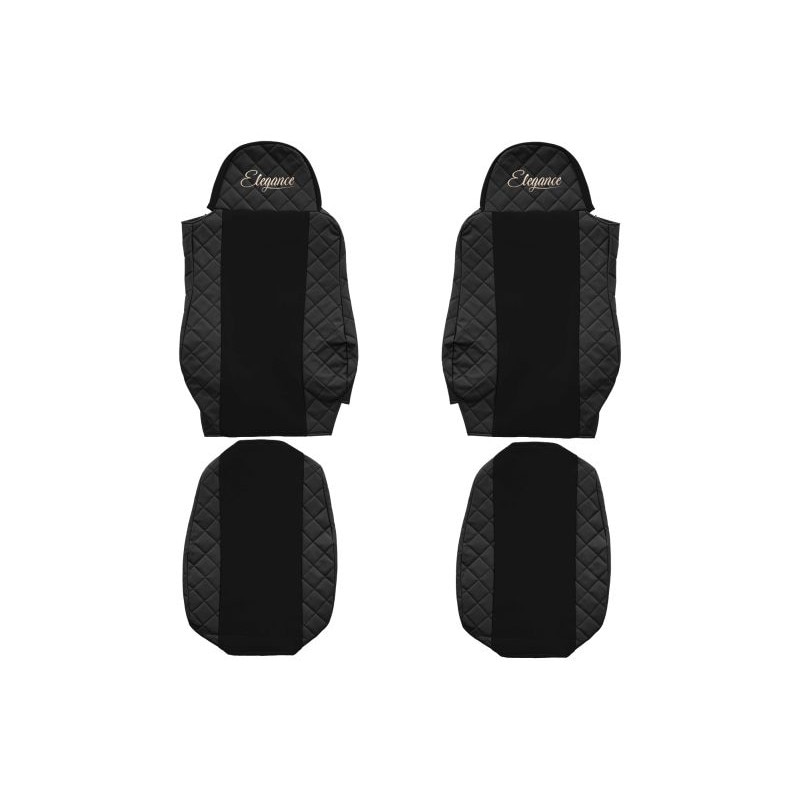 Set 2 huse scaun camion F-Core, Piele-ECO, pentru DAF 95 XF, CF 85, LF 45, LF 55, XF 105, XF, Negru