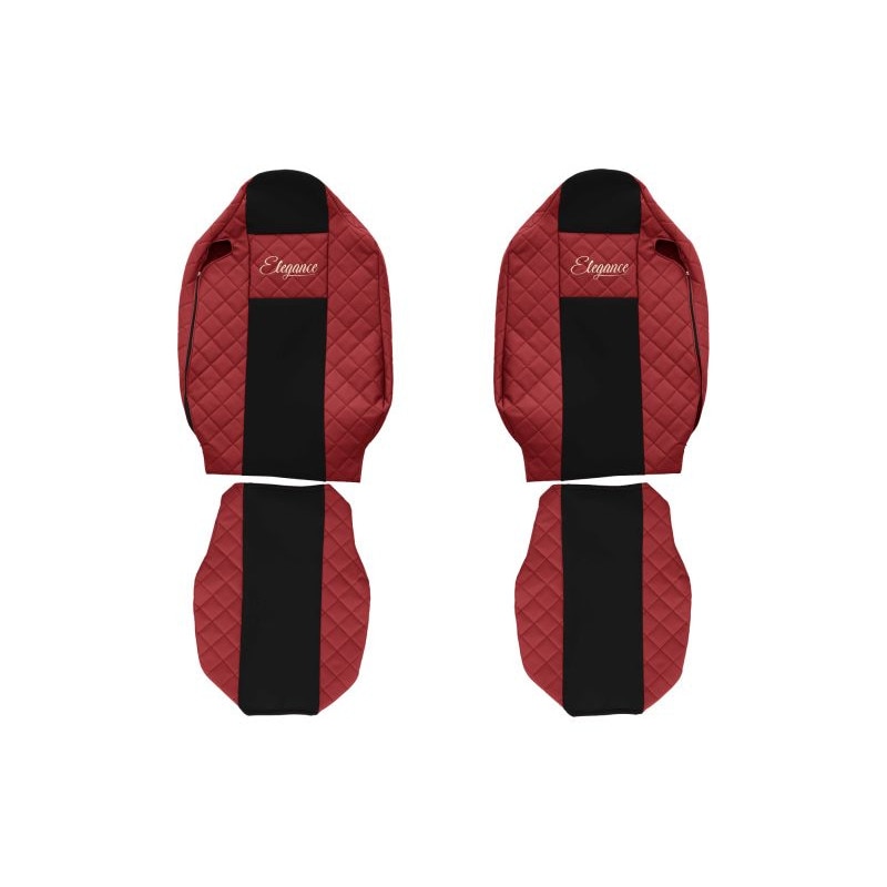 Set 2 huse scaun camion F-Core, Piele-ECO, pentru Renault T, Rosu/ Negru