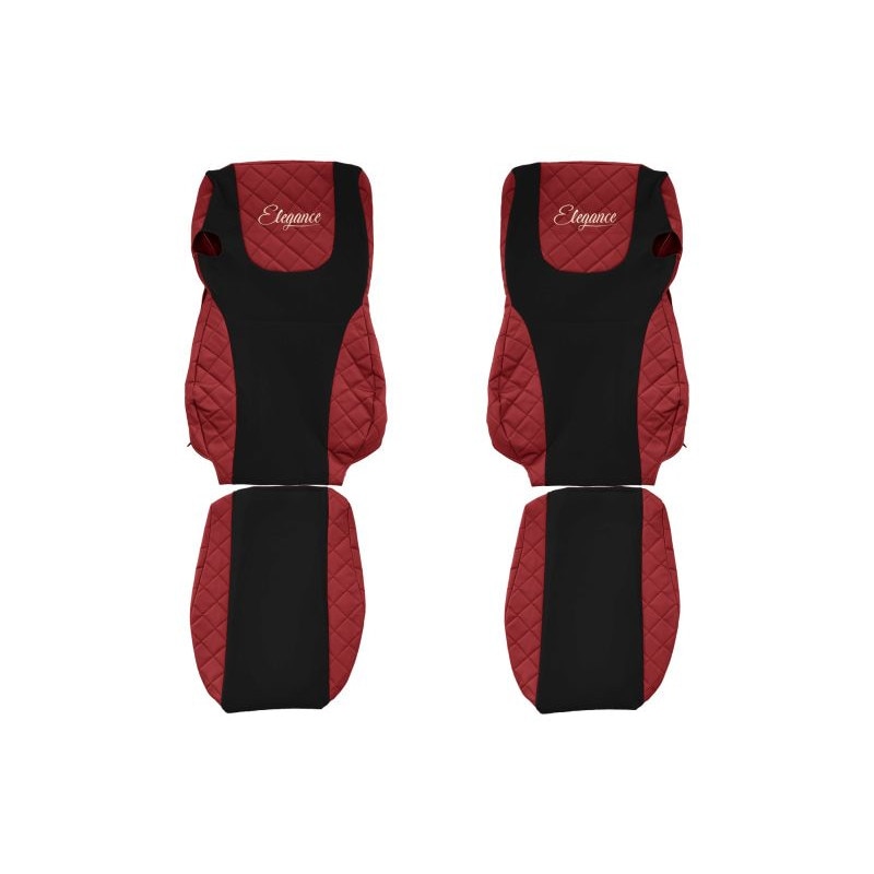 Set 2 huse scaun camion F-Core, Piele-ECO, pentru DAF XF 105, XF 106, Rosu/ Negru