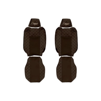 Set 2 huse scaun camion F-Core, Piele-ECO, pentru Renault T, Maro, Tetiere ajustabile Set 2 huse scaun camion F-Core, Piele-ECO, pentru Renault T, Maro, Tetiere ajustabile