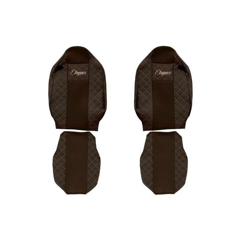 Set 2 huse scaun camion F-Core, Piele-ECO, pentru Renault T, Maro