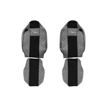 Set 2 huse scaun camion F-Core, Piele-ECO, pentru Renault T, Gri/ Negru Set 2 huse scaun camion F-Core, Piele-ECO, pentru Renault T, Gri/ Negru