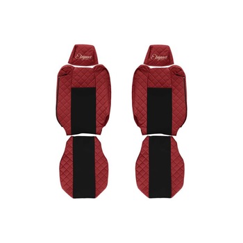 Set 2 huse scaun camion F-Core, Piele-ECO, pentru Renault T, Rosu/ Negru, Tetiere ajustabile Set 2 huse scaun camion F-Core, Piele-ECO, pentru Renault T, Rosu/ Negru, Tetiere ajustabile