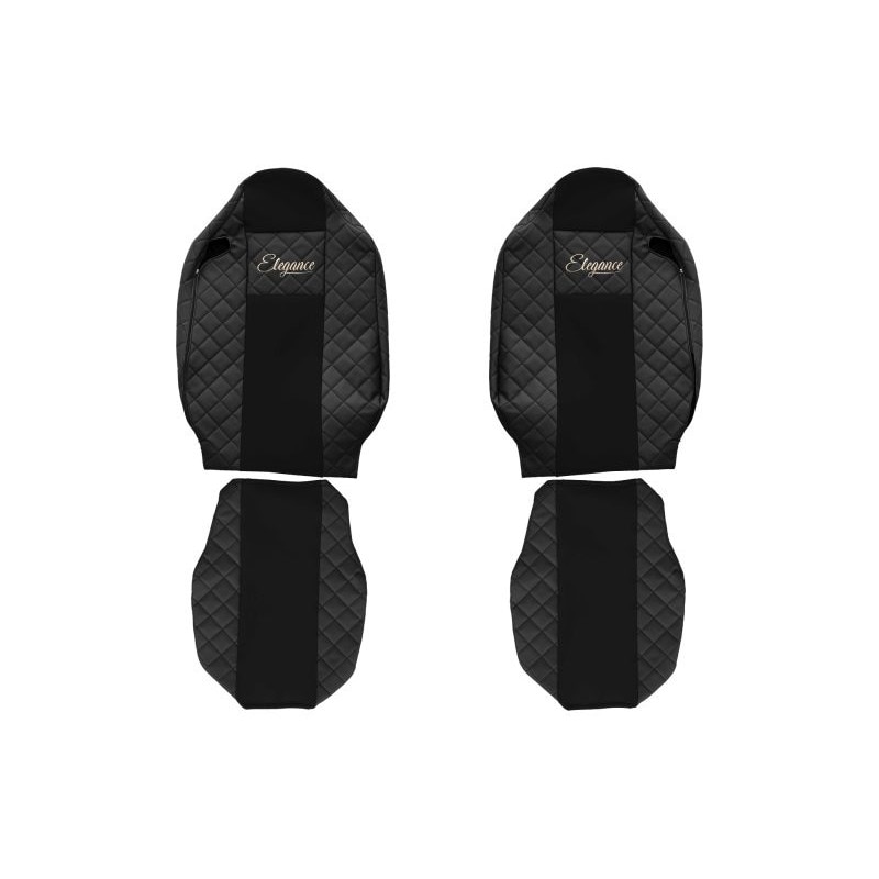Set 2 huse scaun camion F-Core, Piele-ECO, pentru Renault T, Negru