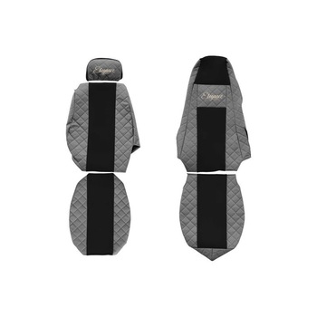 Set 2 huse scaun camion F-Core, Piele-ECO, pentru SCANIA P,G,R,T, Gri/ Negru, tetiera pasager ajustabila Set 2 huse scaun camion F-Core, Piele-ECO, pentru SCANIA P,G,R,T, Gri/ Negru, tetiera pasager ajustabila