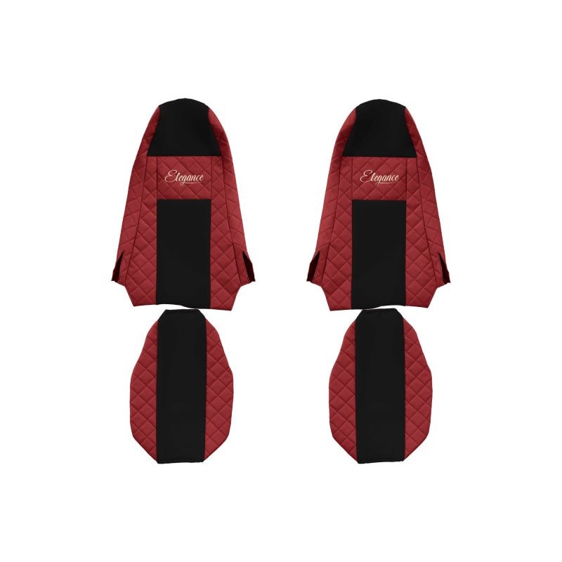 Set 2 huse scaun camion F-Core, Piele-ECO, pentru SCANIA P,G,R,T, cabina STREAMLINE, Rosu/ Negru