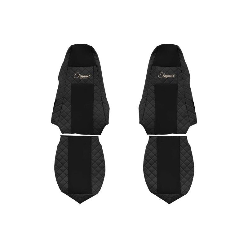 Set 2 huse scaun camion F-Core, Piele-ECO, pentru SCANIA P,G,R,T, Negru