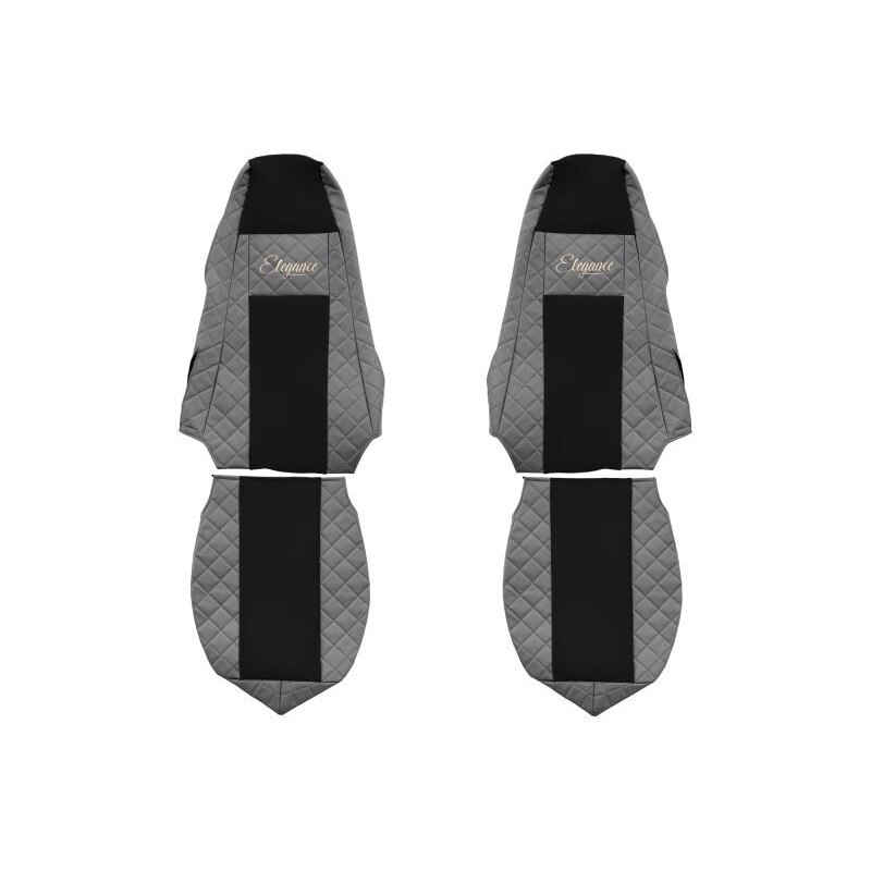 Set 2 huse scaun camion F-Core, Piele-ECO, pentru SCANIA P,G,R,T, Gri/ Negru