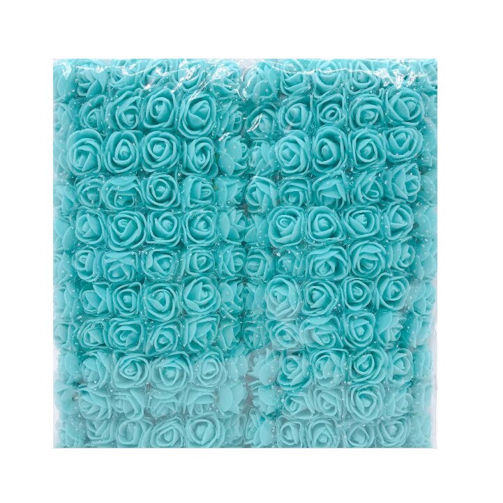 Set de 144 trandafiri de spuma, de 2 cm, albastru deschis