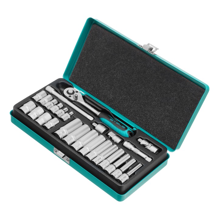 Set tubulare cu clichet, 26 piese, Stels