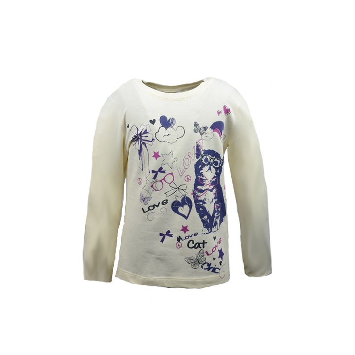 Bluza cu maneca lunga pentru fete Wendee DS101135-1C1-104, Crem 104 CM