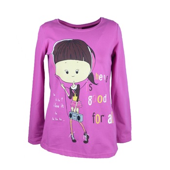 Bluza cu maneca lunga pentru fete Atut A-4859, Roz, 128 Bluza cu maneca lunga pentru fete Atut A-4859, Roz, 128