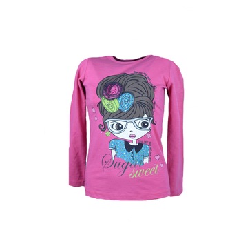 Bluza cu maneca lunga pentru fete Atut A-4557, Roz, 122 Bluza cu maneca lunga pentru fete Atut A-4557, Roz, 122