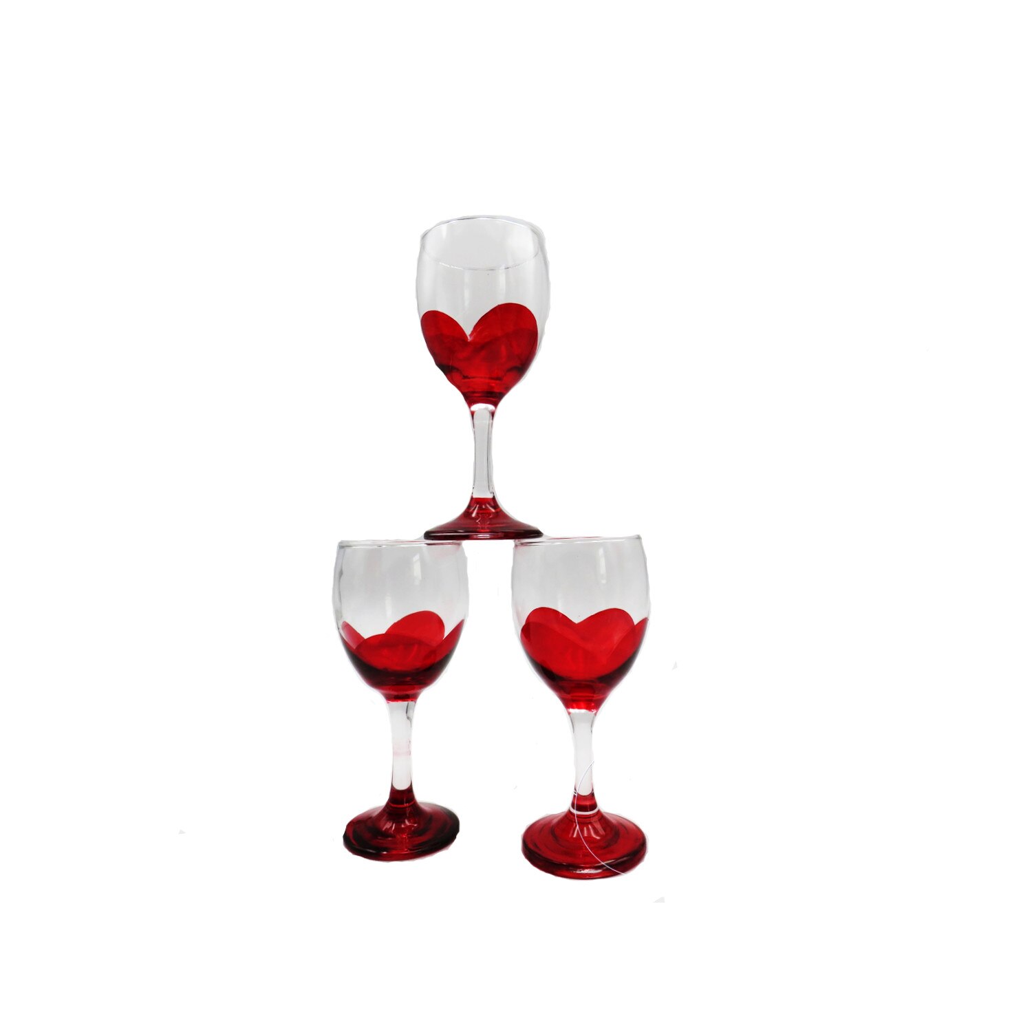 Pahar de sticla 6/set cu picior , trandafir ,15cm