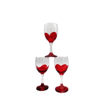 Pahar de sticla 6/set cu picior , trandafir ,15cm Pahar de sticla 6/set cu picior , trandafir ,15cm