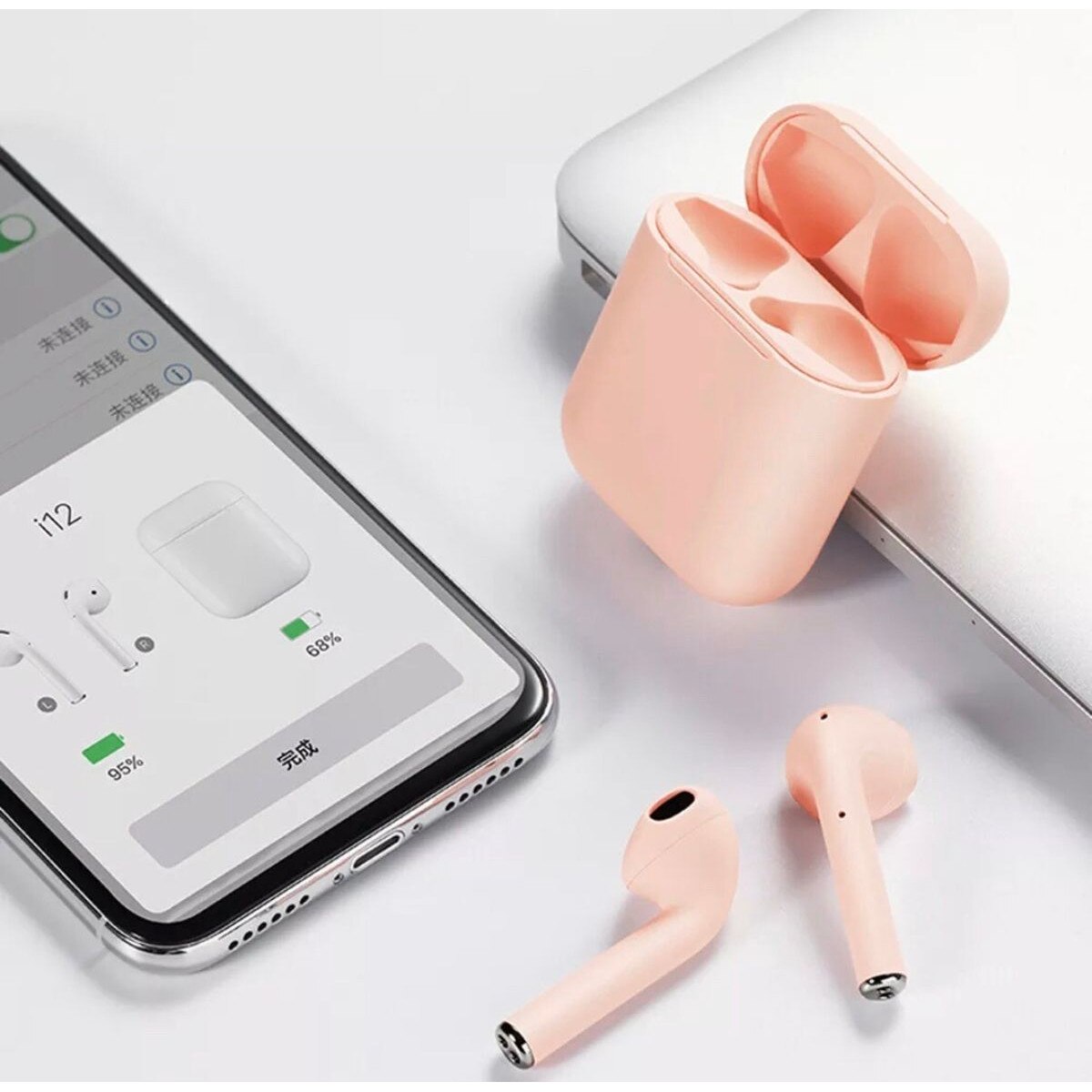 Casti Bluetooth Wireless Stereo TWS, Profesionale, sunet 3D , Touch Control Earbuds Handsfree, compatibile cu Apple si Android, Roz